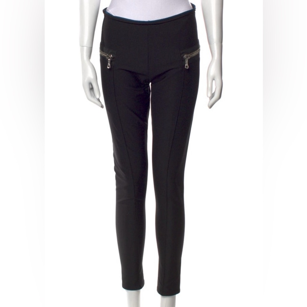Elegant Black Skinny Women's Pants with Zipper Details